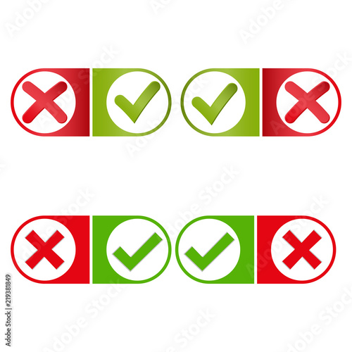 Right and wrong tick  cross mark icon