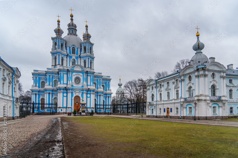 Smolny Convent with Smolny Cathedral. Saint Petersburg, Russia