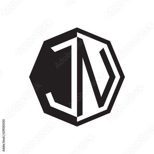 two letter JN octagon negative space logo
