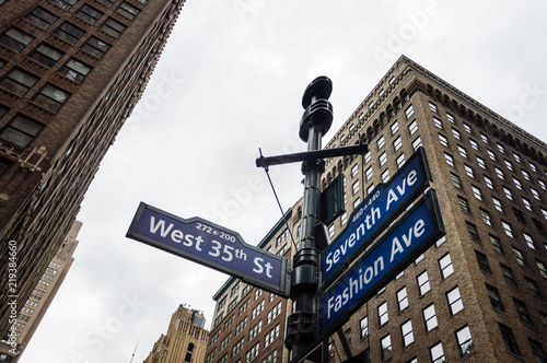 Street name signs in Midtown of New York
