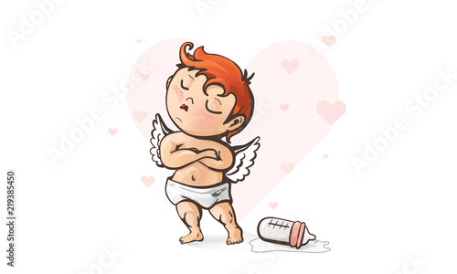 Cupid, offended baby. Valentine's Day art