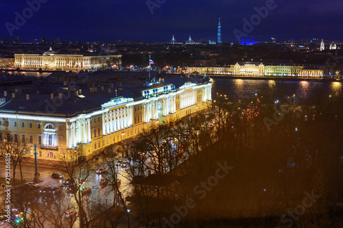 View of Constitutional Court of Russian Federation and Presidential Library from the colonnade of St. Isaac's Cathedral . Saint Petersburg. Russia