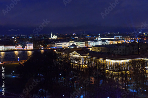 View of Neva embankment from the colonnade of St. Isaac's Cathedral. Saint Petersburg. Russia