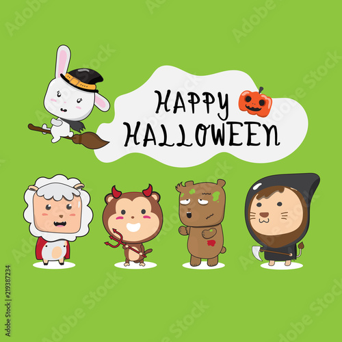 cute animal hand drawn cosplay halloween party