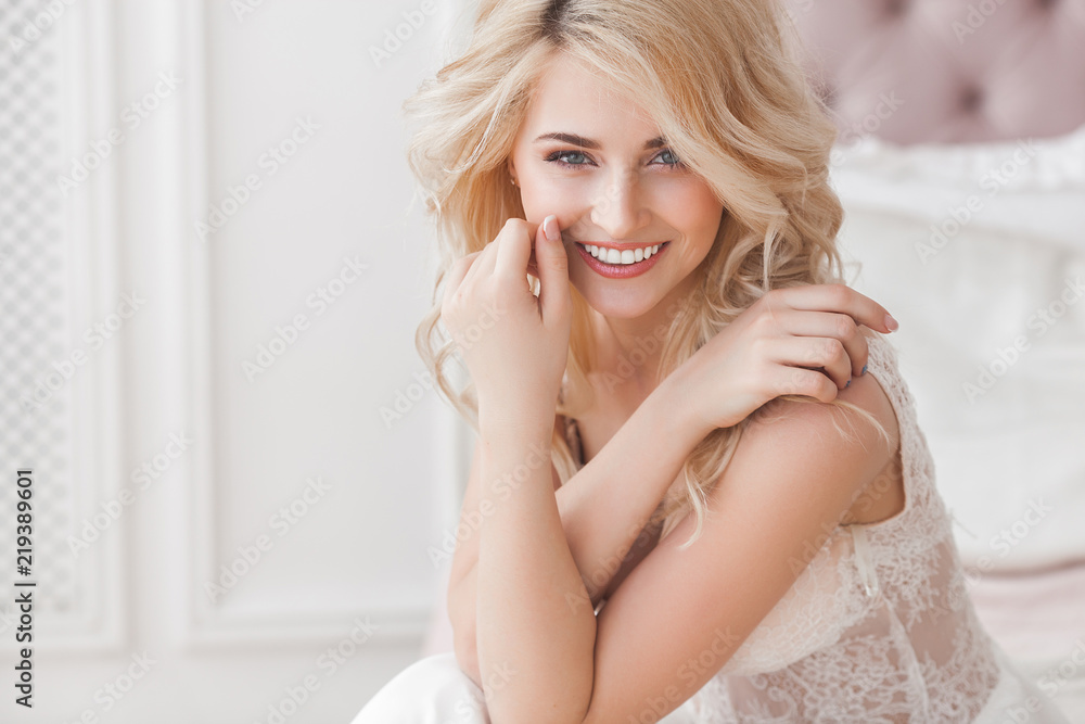 Close up portrait of young beautiful woman indoors Close up portrait of young beautiful woman indoors