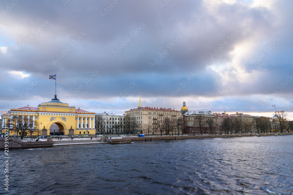 View of Admiralty Embankment. Saint Petersburg. Russia