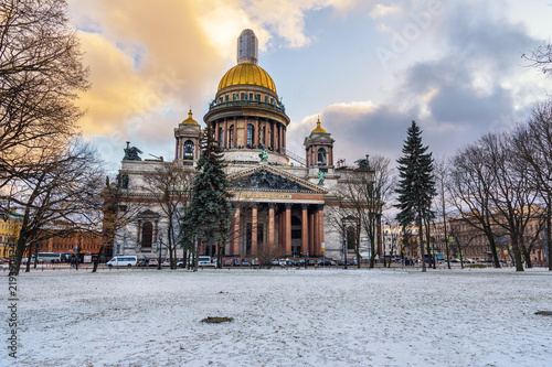 Saint Isaac's Cathedral in winter. Saint Petersburg. Russia