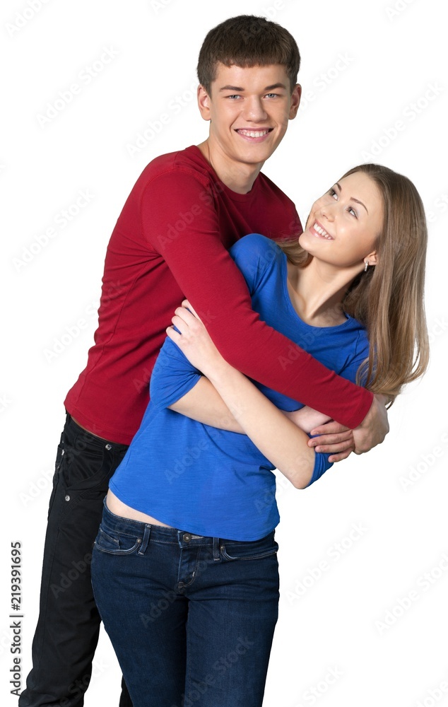 Fototapeta premium Young couple embracing