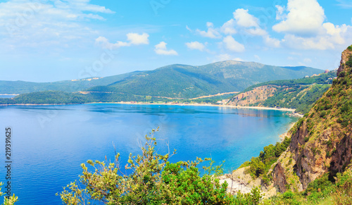 View from above on Adriatic sea coastline in Montenegro, nature landscape, vacations to the summer paradise, panoramic view