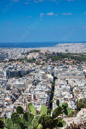 Panoramic aerial view of Acropolis in Athens Greece, view from Lycabettus hill