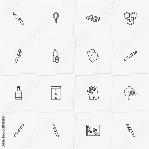 Honey line icon set with bottle, honey tree and honeycomb