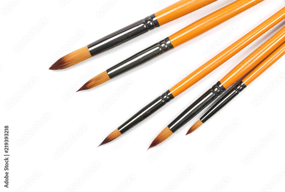 Paintbrushes isolated on white background, top view Paintbrushes isolated on white background, top view