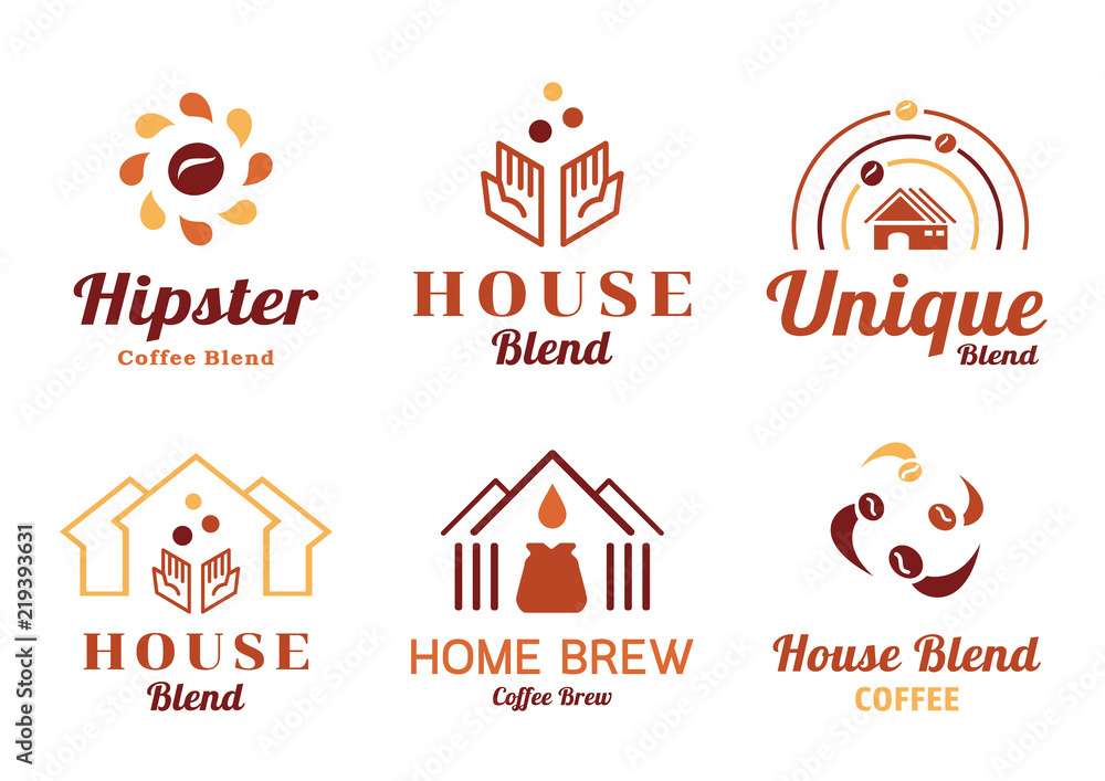 color house blend badge design with coffee beans