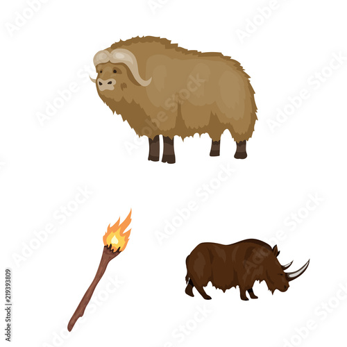 Life in the Stone Age cartoon icons in set collection for design. Ancient people vector symbol stock web illustration.
