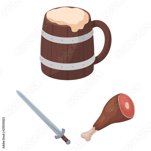 Vikings and attributes cartoon icons in set collection for design.Old Norse Warrior vector symbol stock web illustration.