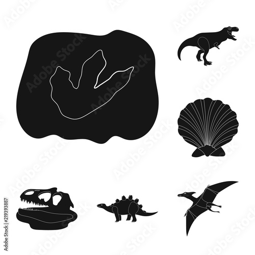 Different dinosaurs black icons in set collection for design. Prehistoric animal vector symbol stock web illustration.