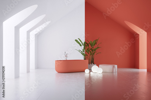 Fototapeta Naklejka Na Ścianę i Meble -  Bright bathroom in a house in white colors