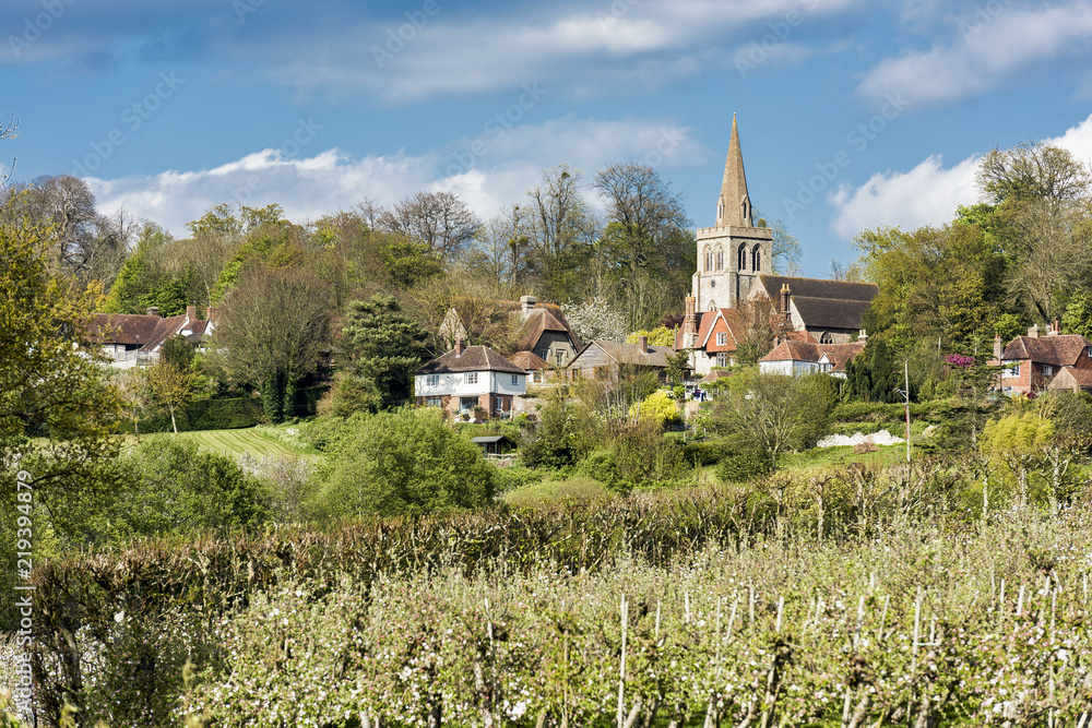 Linton Village just outside on Maidstone in Kent, England. St Nicholas Church being the key feature of the village