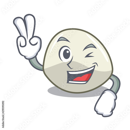 Two finger character cartoon fresh mozzarella cheese slices