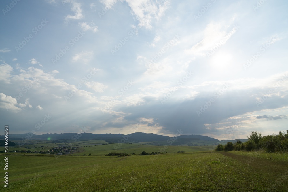 Sunrise and sunset over the hills and town. Slovakia Sunrise and sunset over the hills and town. Slovakia