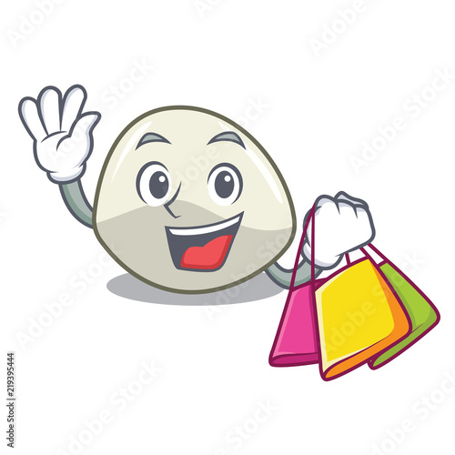 Shopping character cartoon fresh mozzarella cheese slices