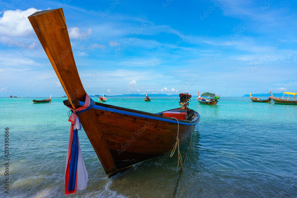 Longtail boat moored off Koh Lipe, Thailand Longtail boat moored off Koh Lipe, Thailand