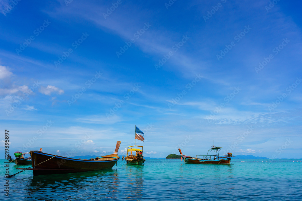 Longtail boats moored off Koh Lipe, Thailand