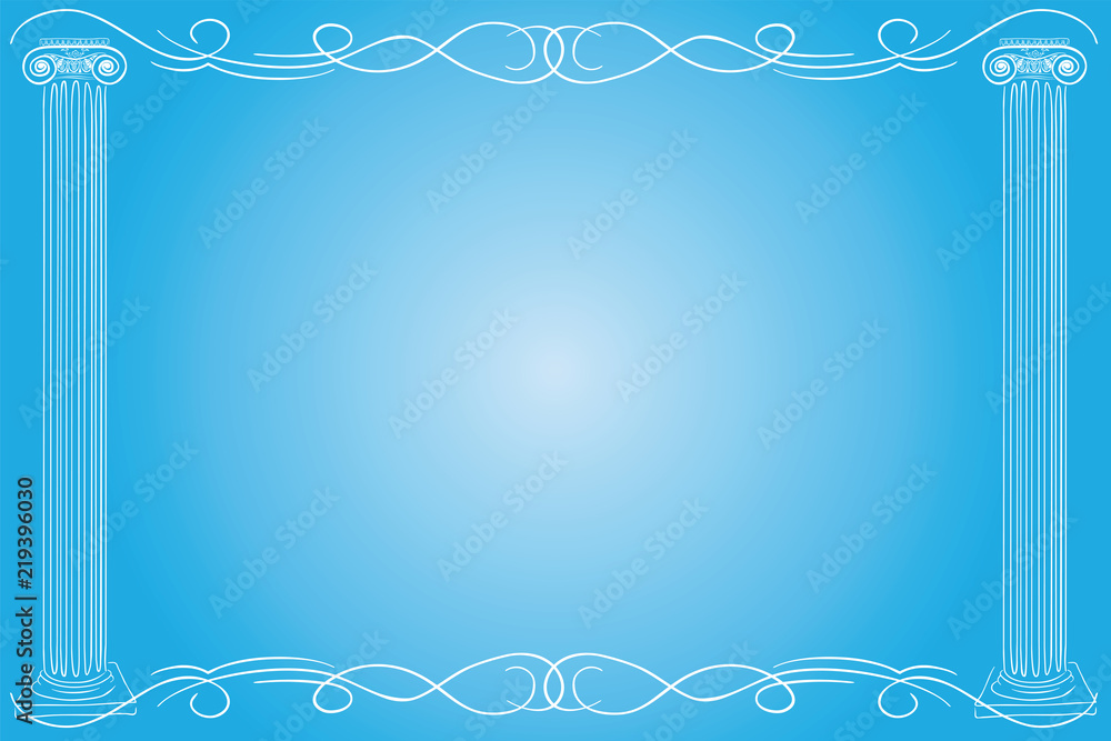 Blue background with two ancient Greek columns for graphic design. Blue background with two ancient Greek columns for graphic design.