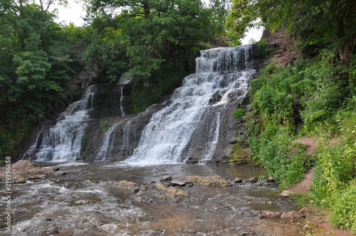 Dzhurinsky (Chervonogorodsky) waterfall in Ukraine