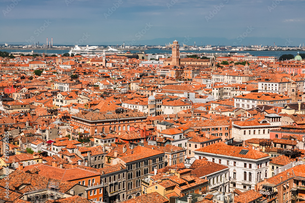Aerial view of the Venice city, Italy