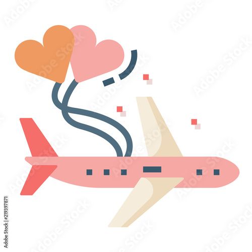 Honeymoon travel flat illustration