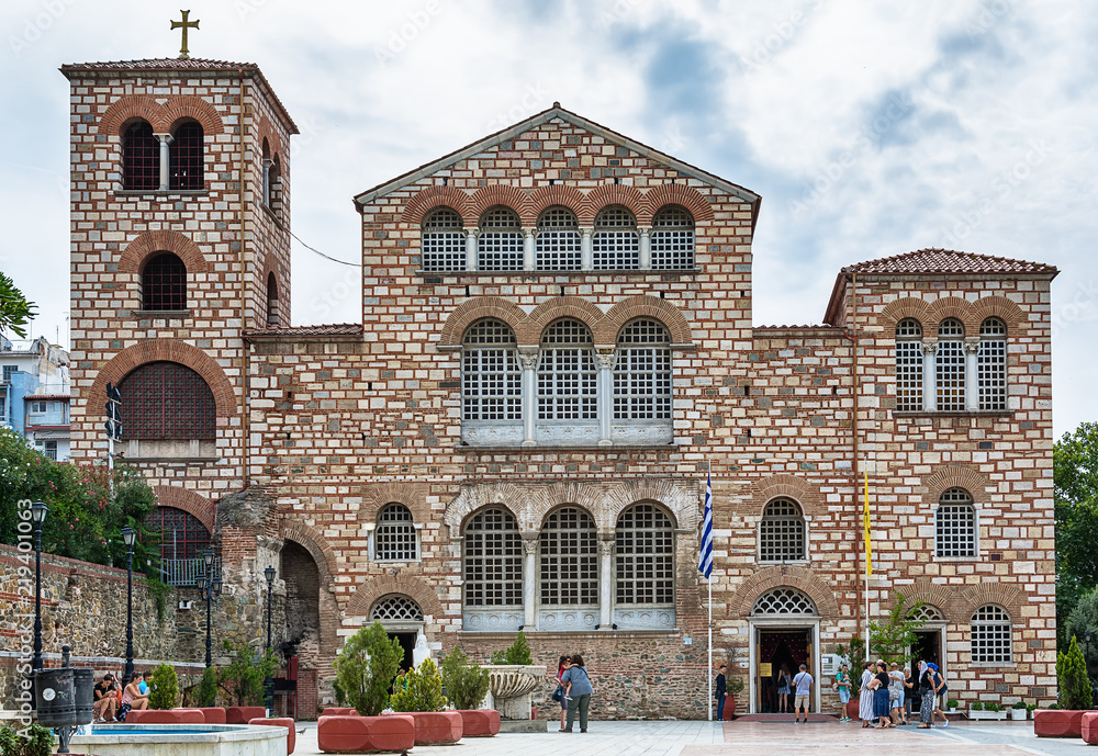 Thessaloniki, Greece - August 16, 2018: The Church of Saint Demetrius, or Hagios Demetrios (Greek: Άγιος Δημήτριος) in Thessaloniki, Greece.