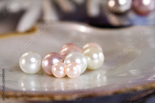 different size of pearls on the shell