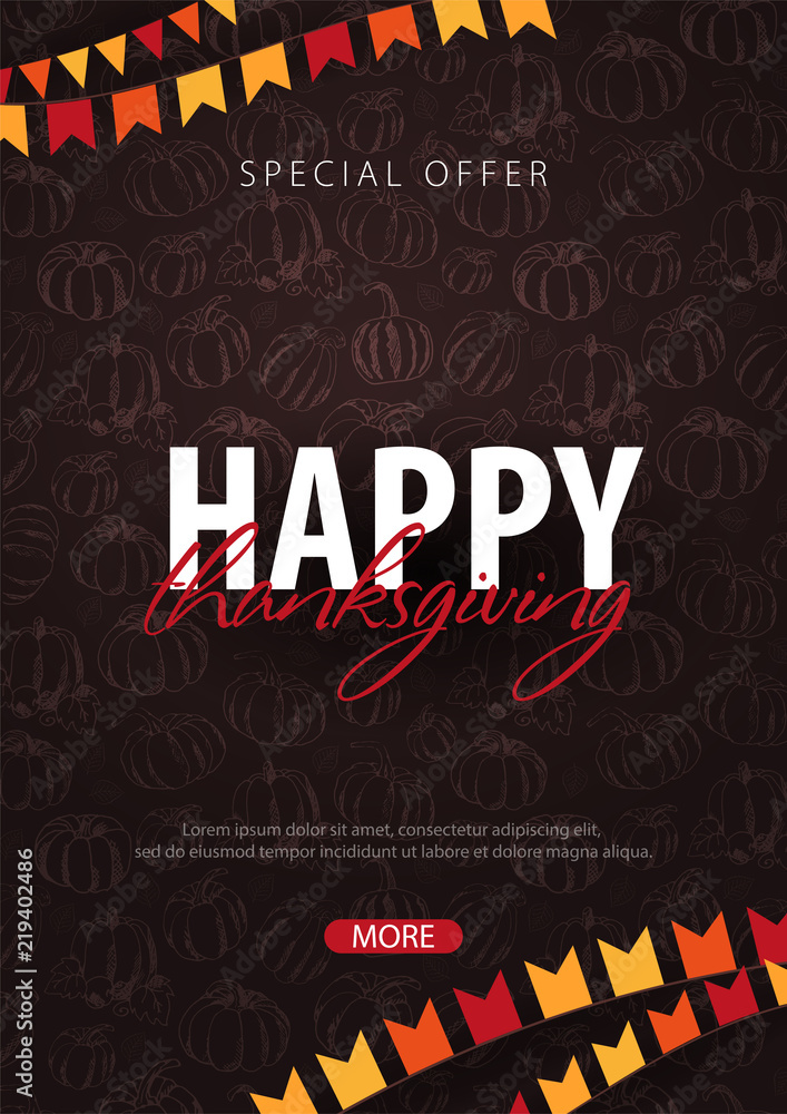 Obraz premium Autumn Backgrounds with Pumpkin. Thanksgiving day. For shopping sale, promo poster and frame leaflet, web banner. Vector illustration template.