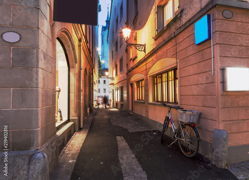 Fototapeta Naklejka Na Ścianę i Meble -  Street of Lucerne, night view