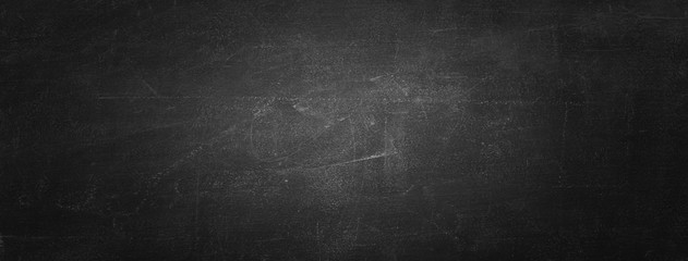 Horizontal black board or chalkboard wall texture background