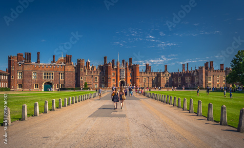 London - August 05, 2018: Walls of the Hampton Court Palace in London, England