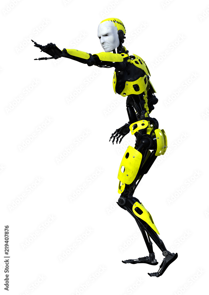 Fototapeta premium 3D Rendering Male Robot on White