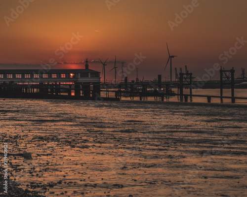 Sunset over pier at Gravesend 