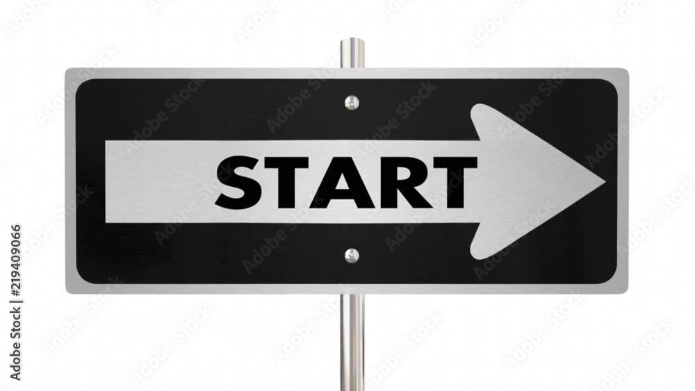 Start Here Begin Now Arrow Road Sign 3d Animation