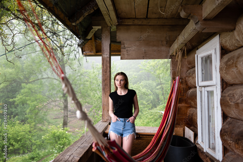 A girl is far away from home on vacation A girl is far away from home on vacation