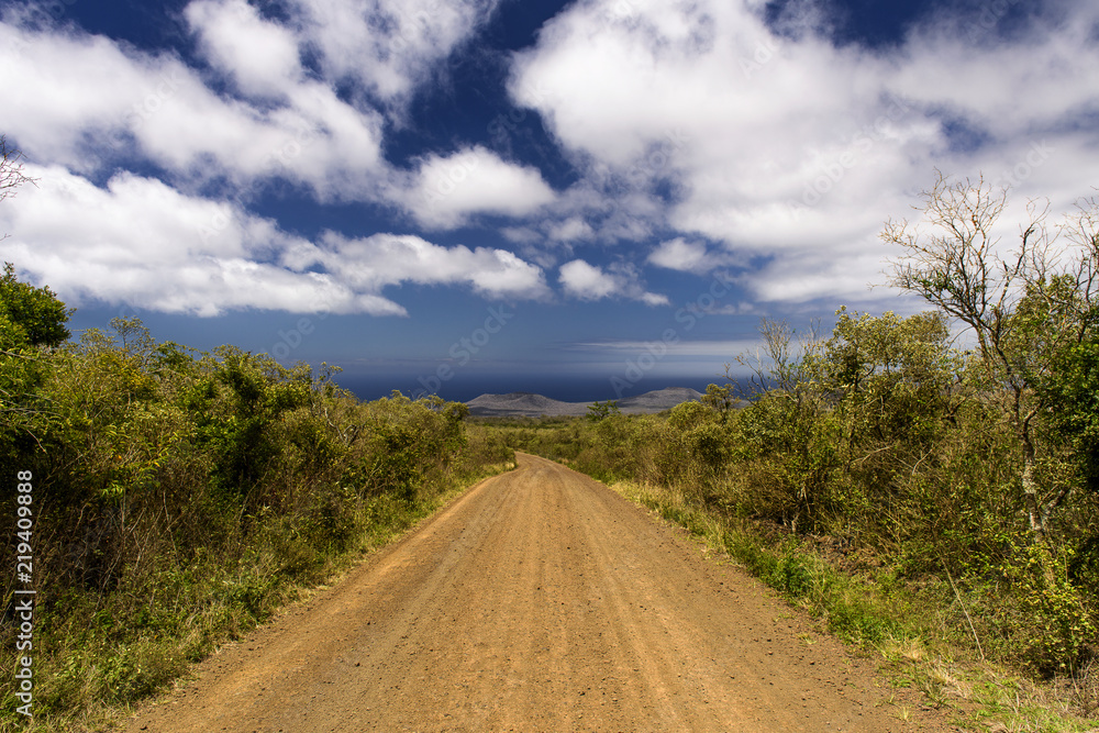 A sand road as the main road on Floreana, Galápagos-Archipel A sand road as the main road on Floreana, Galápagos-Archipel