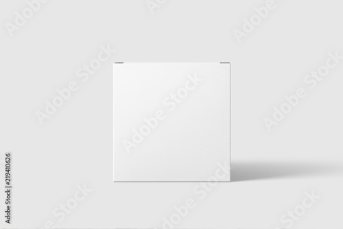 Photorealistic Long Square Cardboard Package Box Mockup on light grey background. 3D illustration. Mockup template ready for your design. © PrimeMockup