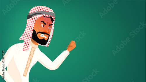 Arab Man Banner Vector. Traditional Cloths. Express Emotions. Presenting. For Advertisement, Greeting, Announcement Design. Illustration