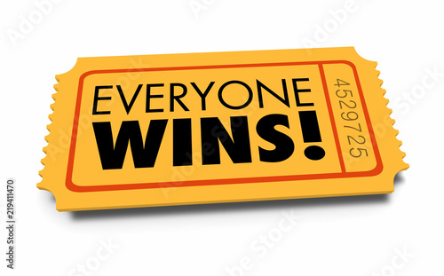 Papier peint Everyone Wins Ticket Contest Teamwork Everybody Winner 3d Illustration