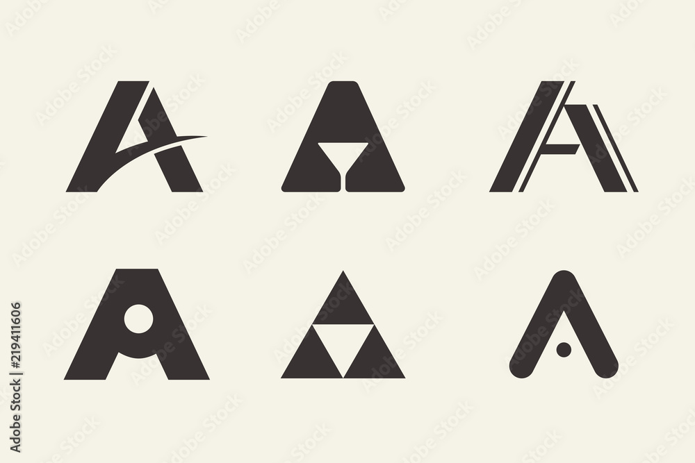 Letter A Logo Label Sign Monogram Design Template Set Letter A Logo Label Sign Monogram Design Template Set