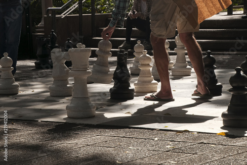Photography Sydney Australia, playing giant chess in Hyde Park on an autumn afternoon