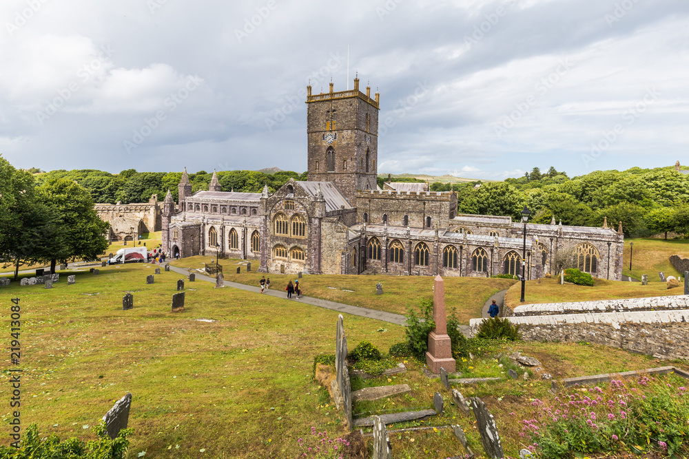 St Davids Cathedral in St Davids in Pembrokeshire, Wales, UK