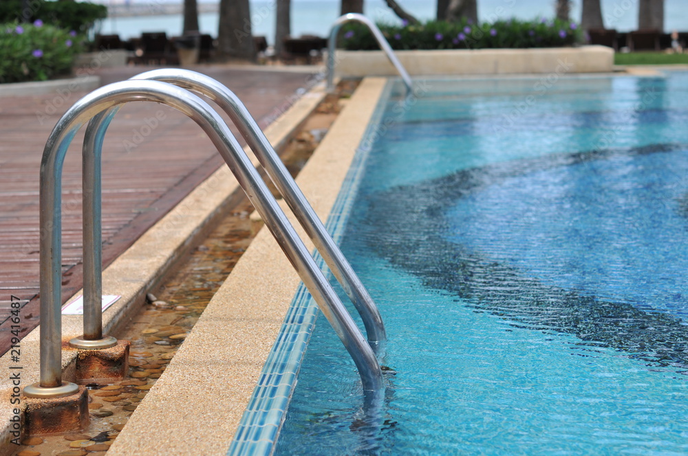 Swimming pool, Blue spa swimming pool with clean water