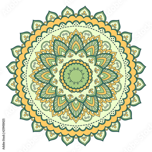 Ethnic ornamental mandala. Decorative design element. Hand drawn vector illustration